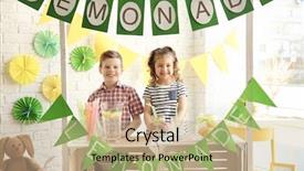  Presentation with cute lemonade - Audience pleasing presentation theme consisting of cute little kids selling lemonade backdrop and a coral colored foreground