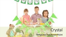  Presentation with cute lemonade - Audience pleasing presentation design consisting of cute little kids selling lemonade backdrop and a  colored foreground