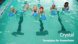  Presentation with kids gym - PPT theme having cute little kids background and a teal colored foreground