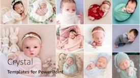  Presentation with newborn - Beautiful slide set featuring cute-little-newborn-kids-photo backdrop and a lemonade colored foreground