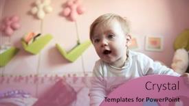  Presentation with cute baby - Amazing presentation design having cute-little-one-year-old backdrop and a coral colored foreground