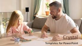  Presentation with color pencils - Beautiful slide deck featuring cute-little-pre-elementary-schoolgirl backdrop and a coral colored foreground