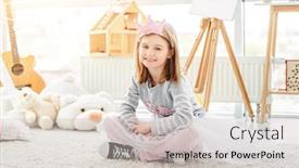  Presentation with princess - PPT theme enhanced with cute-little-princess-sitting background and a light gray colored foreground