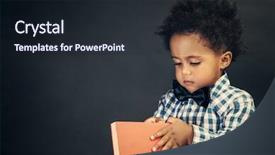  Presentation with baby book - Slide deck having cute little schoolboy with book background and a wine colored foreground