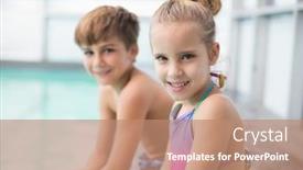  Presentation with siblings - Audience pleasing slides consisting of cute little siblings sitting poolside at the leisure center backdrop and a coral colored foreground