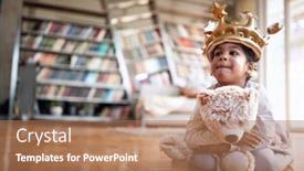  Presentation with floor - PPT theme consisting of cute-little-thoughtful-girl-playing background and a coral colored foreground