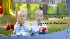  Presentation with cute birthday - Cool new theme with cute little twins celebrating birthday backdrop and a yellow colored foreground