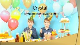  Presentation with cute birthday - Amazing slide deck having cute little twins celebrating birthday backdrop and a  colored foreground