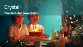  Presentation with cute birthday - Cool new presentation with cute little twins with birthday backdrop and a ocean colored foreground