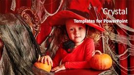  Presentation with fairy tales - Colorful PPT theme enhanced with cute-little-witch backdrop and a tawny brown colored foreground