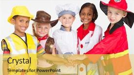  Presentation with teamwork - Amazing theme having cute little workers teamwork backdrop and a yellow colored foreground