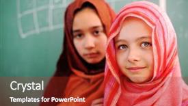  Presentation with arabic children - Amazing theme having cute lovely arabic school children backdrop and a tawny brown colored foreground