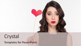  Presentation with sad girl - Beautiful slide deck featuring cute lovely sad curly girl backdrop and a soft green colored foreground