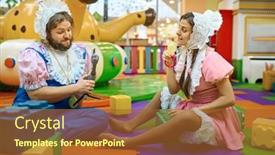  Presentation with online streaming - Slide deck featuring cute-man-and-woman background and a red colored foreground