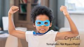  Presentation with strength - PPT layouts consisting of cute-mixed-race-boy background and a coral colored foreground