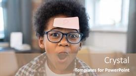  Presentation with notepaper - Colorful slide deck enhanced with cute-mixed-race-boy backdrop and a coral colored foreground