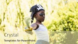  Presentation with pirate - Theme featuring cute-mixed-race-girl-grimacing background and a blonde colored foreground