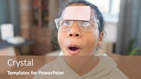  Presentation with notepaper - Colorful slide deck enhanced with cute-mixed-race-girl backdrop and a coral colored foreground