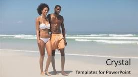  Presentation with ethnic - Beautiful slides featuring cute multi ethnic couple walk backdrop and a soft green colored foreground