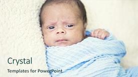  Presentation with racial - Slide deck enhanced with cute multi-racial newborn background and a sky blue colored foreground