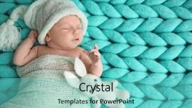  Presentation with baby girl - Presentation design having cute newborn baby girl lying background and a seafoam green colored foreground