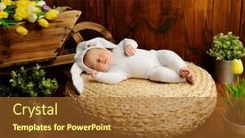  Presentation with cute baby - PPT theme featuring cute-newborn-baby-lies background and a tawny brown colored foreground