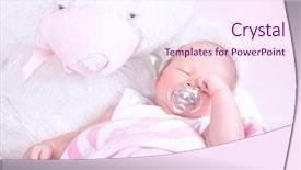  Presentation with baby bear - Slide deck having cute newborn baby sleeping background and a  colored foreground
