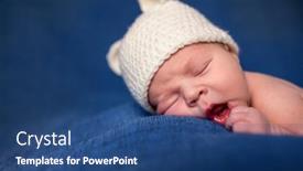  Presentation with baby sleep little brown - Presentation theme consisting of cute-newborn-baby-sleepy background and a ocean colored foreground