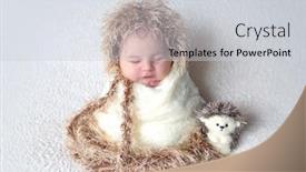 Presentation with newborn - Colorful PPT theme enhanced with cute newborn in hedgehog costume backdrop and a light gray colored foreground