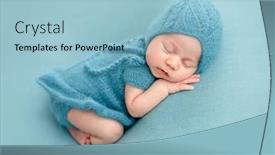  Presentation with newborn - Cool new presentation with cute-newborn-in-knitted-suit backdrop and a light blue colored foreground