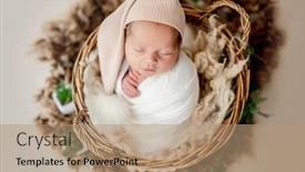  Presentation with newborn - Cool new theme with cute-newborn-sleeping-in-basket backdrop and a coral colored foreground