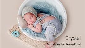  Presentation with newborn - Audience pleasing presentation consisting of cute-newborn-sleeping-in-round backdrop and a soft green colored foreground