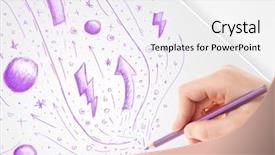  Presentation with plain - Beautiful PPT theme featuring cute notepaper - hand drawing abstract sketches backdrop and a  colored foreground