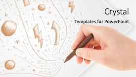  Presentation with plain - Presentation theme with cute notepaper - hand drawing abstract sketches background and a  colored foreground