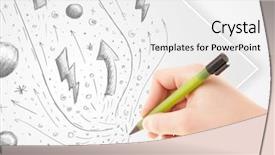  Presentation with paper hand drawn politics - Slide deck featuring cute notepaper - hand drawing abstract sketches background and a white colored foreground