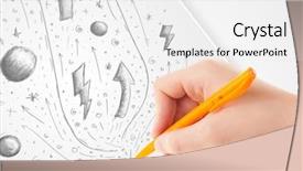 Presentation with plain - Colorful presentation design enhanced with cute notepaper - hand drawing abstract sketches backdrop and a  colored foreground