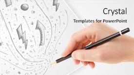  Presentation with plain - Slide set featuring cute notepaper - hand drawing abstract sketches background and a  colored foreground