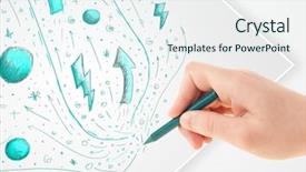  Presentation with paper hand drawn politics - Slide set consisting of cute notepaper - hand drawing abstract sketches background and a sky blue colored foreground