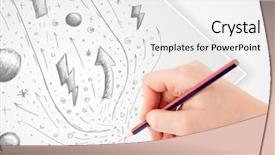  Presentation with plain - PPT layouts enhanced with cute notepaper - hand drawing abstract sketches background and a  colored foreground