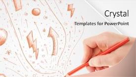  Presentation with plain - Beautiful PPT theme featuring cute notepaper - hand drawing abstract sketches backdrop and a  colored foreground
