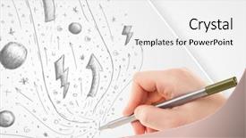  Presentation with plain - Slide deck consisting of cute notepaper - hand drawing abstract sketches background and a white colored foreground