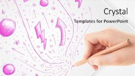  Presentation with paper hand drawn politics - Slides consisting of old yellow piano in the summer park background and a violet colored foreground.