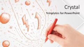  Presentation with plain - Beautiful presentation design featuring cute notepaper - hand drawing abstract sketches backdrop and a sky blue colored foreground