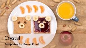  Presentation with peanut butter and jelly - Colorful slide deck enhanced with healthy kids - cute peanut butter and jelly backdrop and a coral colored foreground