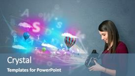  Presentation with abstract - Amazing presentation theme having cute photographer girl with camera backdrop and a  colored foreground
