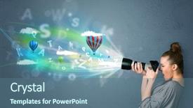  Presentation with chemistry dna molecules on abstract - Presentation theme having cute photographer girl with camera background and a ocean colored foreground