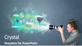  Presentation with cute - Amazing slide set having cute photographer girl with camera backdrop and a  colored foreground