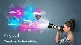  Presentation with abstract - Audience pleasing PPT layouts consisting of cute photographer girl with camera backdrop and a ocean colored foreground