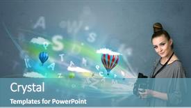  Presentation with abstract - Presentation with cute photographer girl with camera background and a  colored foreground