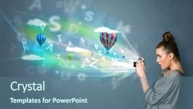  Presentation with journey abstract - Audience pleasing slide set consisting of cute photographer girl with camera backdrop and a  colored foreground